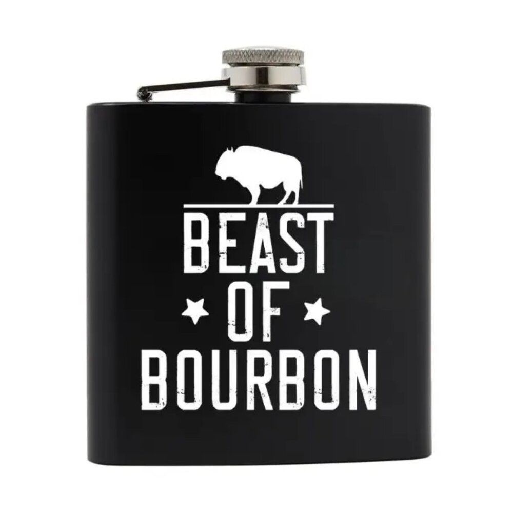 Stainless Steel Flask - Beast of Bourbon - Black